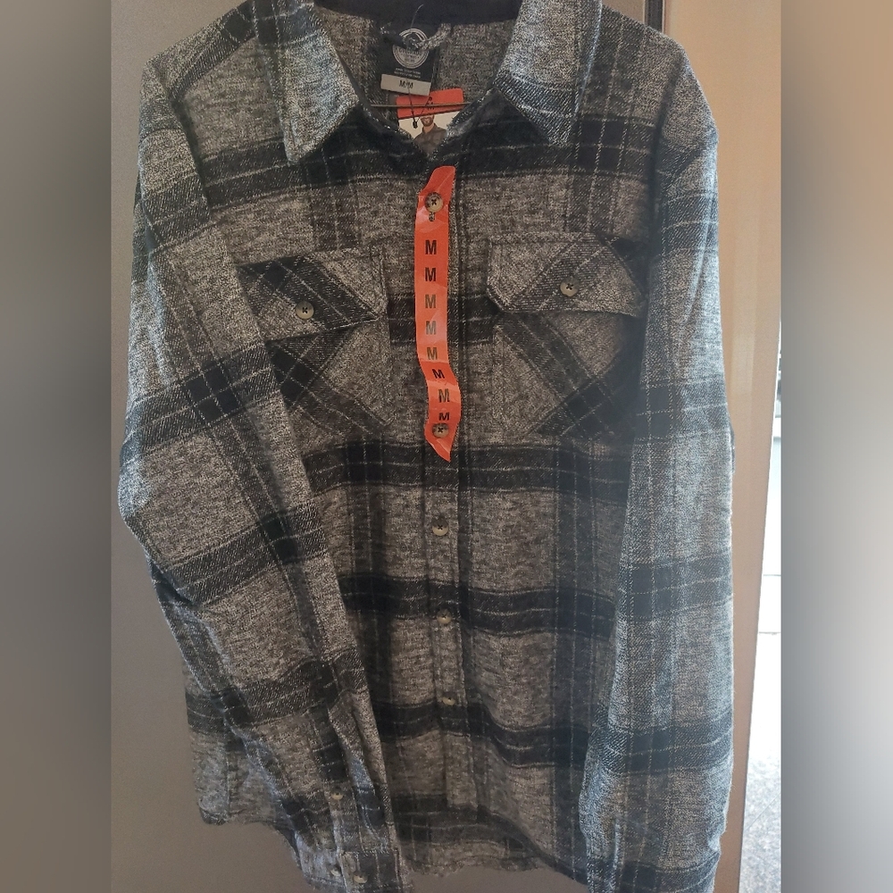 Men's Plaid Flannel Jacket Shirt - Medium